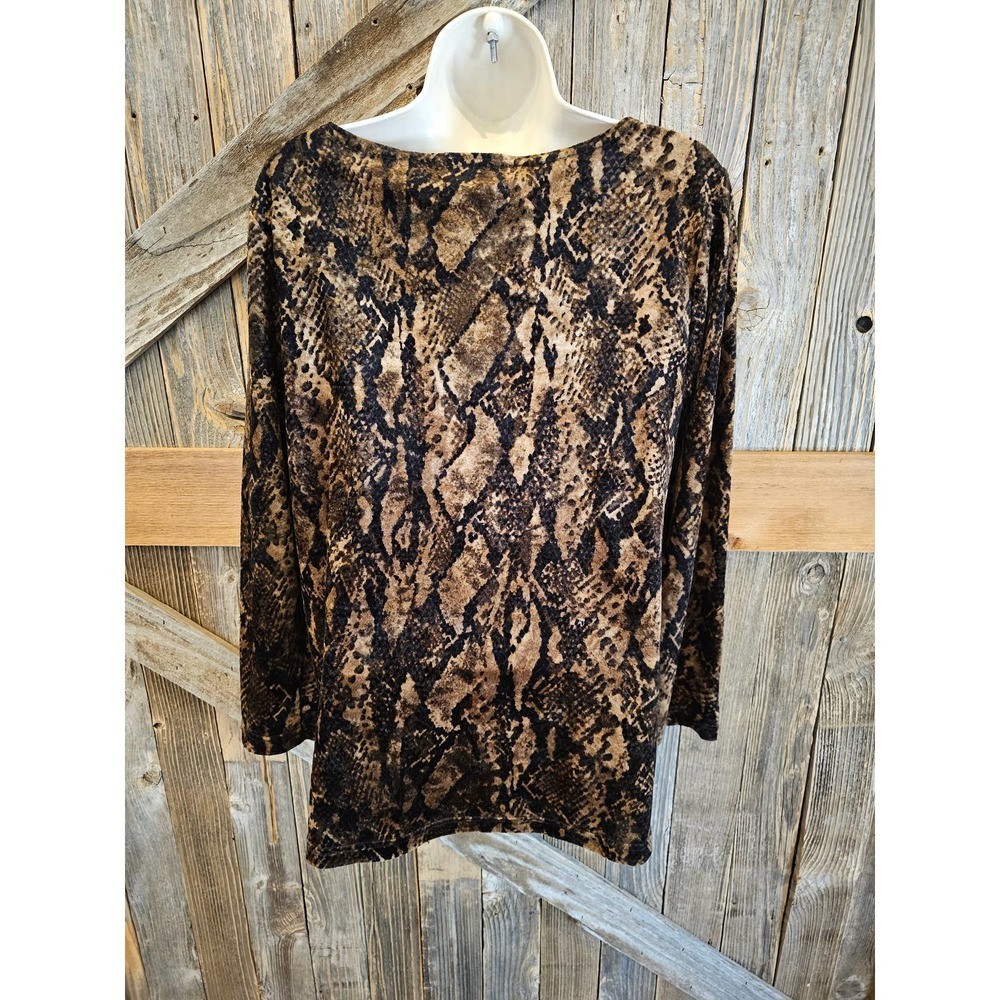 Carole little petite small PS animal print velour soft blouse career casual - Picture 2 of 7